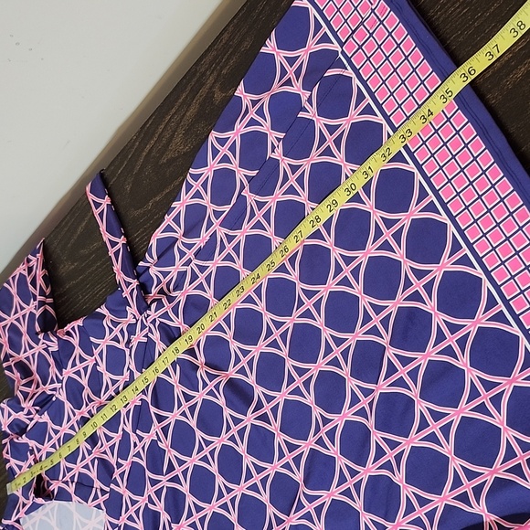 JB Julie Brown Milo Navy Blue & Pink Geometric Printed Wrap Dress XL - Picture 7 of 9